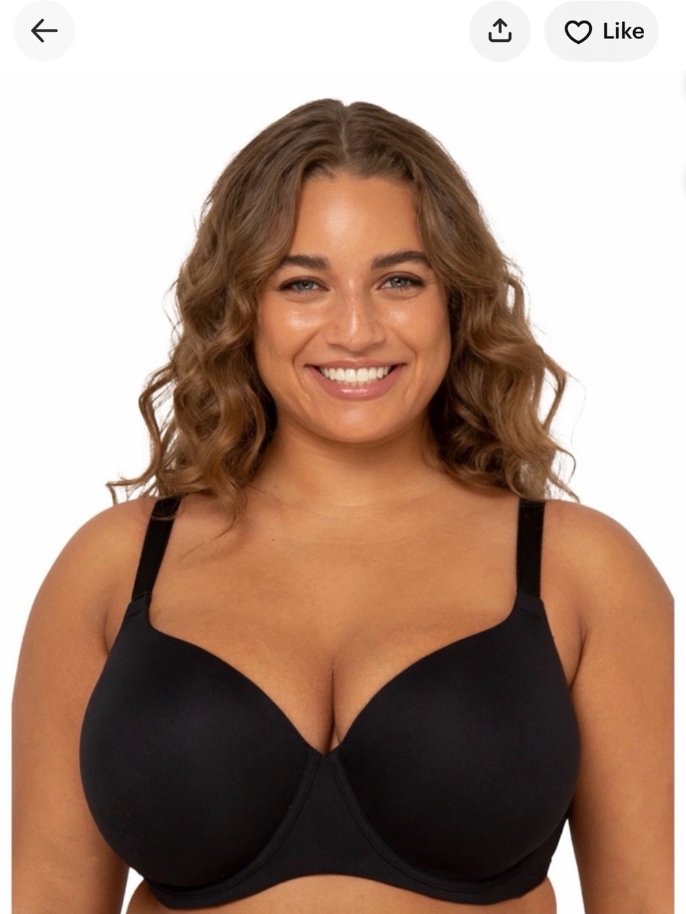 New Fit for Me Black T-Shirt Bra with Light Padding - 46DD (46E)